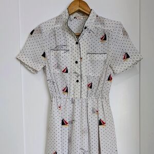 Sailboat Print White Dress